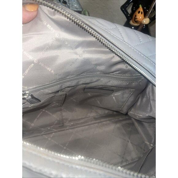 Michael Kors Kathy Gray Quilted Satchel Shoulder Tote Handbag - Picture 12 of 14